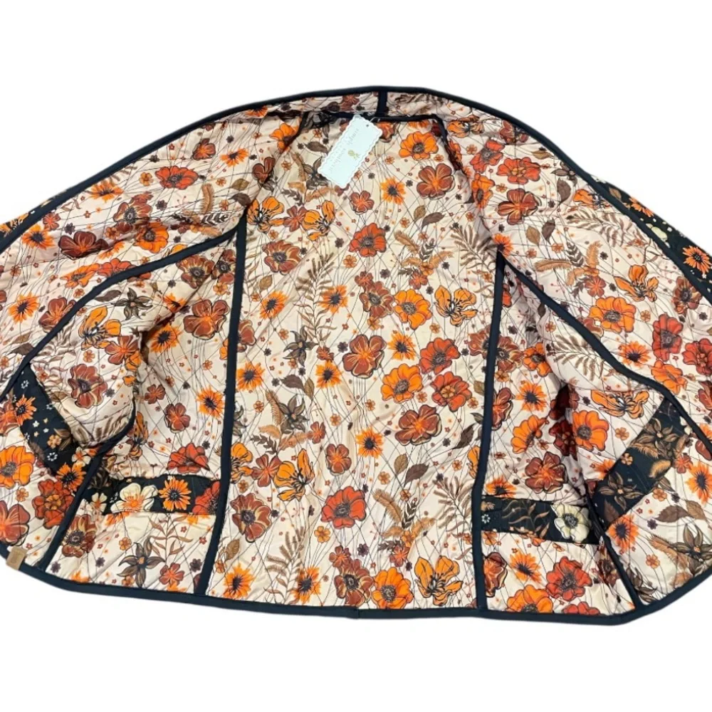 Simply Southern Black and Orange Bomber Jacket Floral Design - Picture 3 of 10